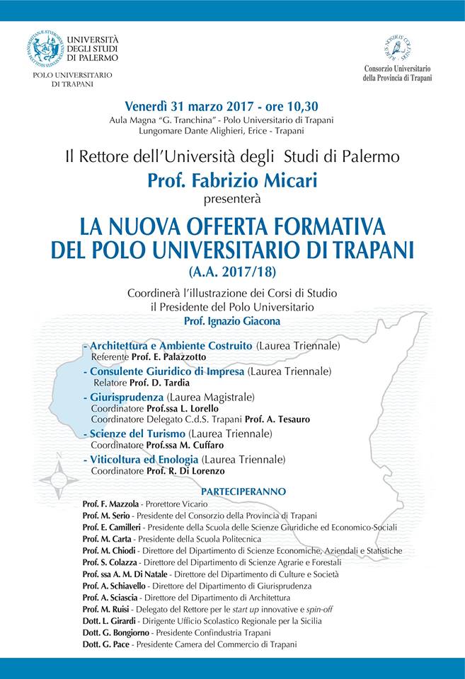 Nuova offerta formativa al Polo Universitario di Trapani