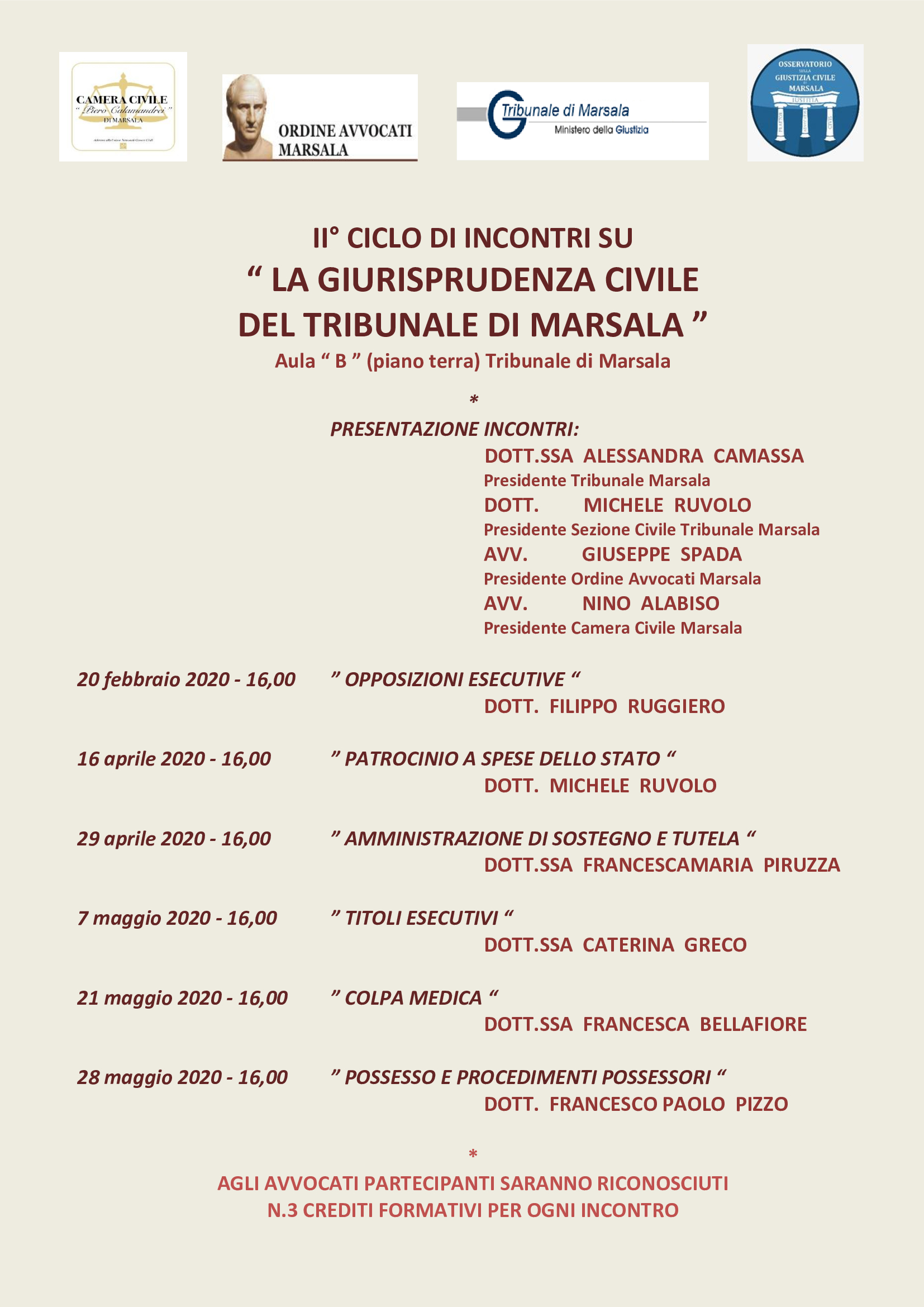 Al Tribunale di Marsala tornano gli incontri della Camera Civile