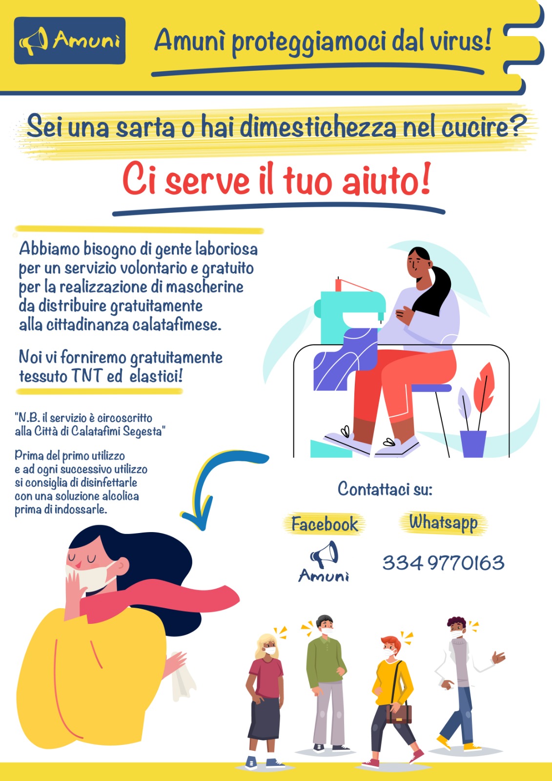 A Calatafimi Segesta l’associazione Amunì distribuisce mascherine in tnt