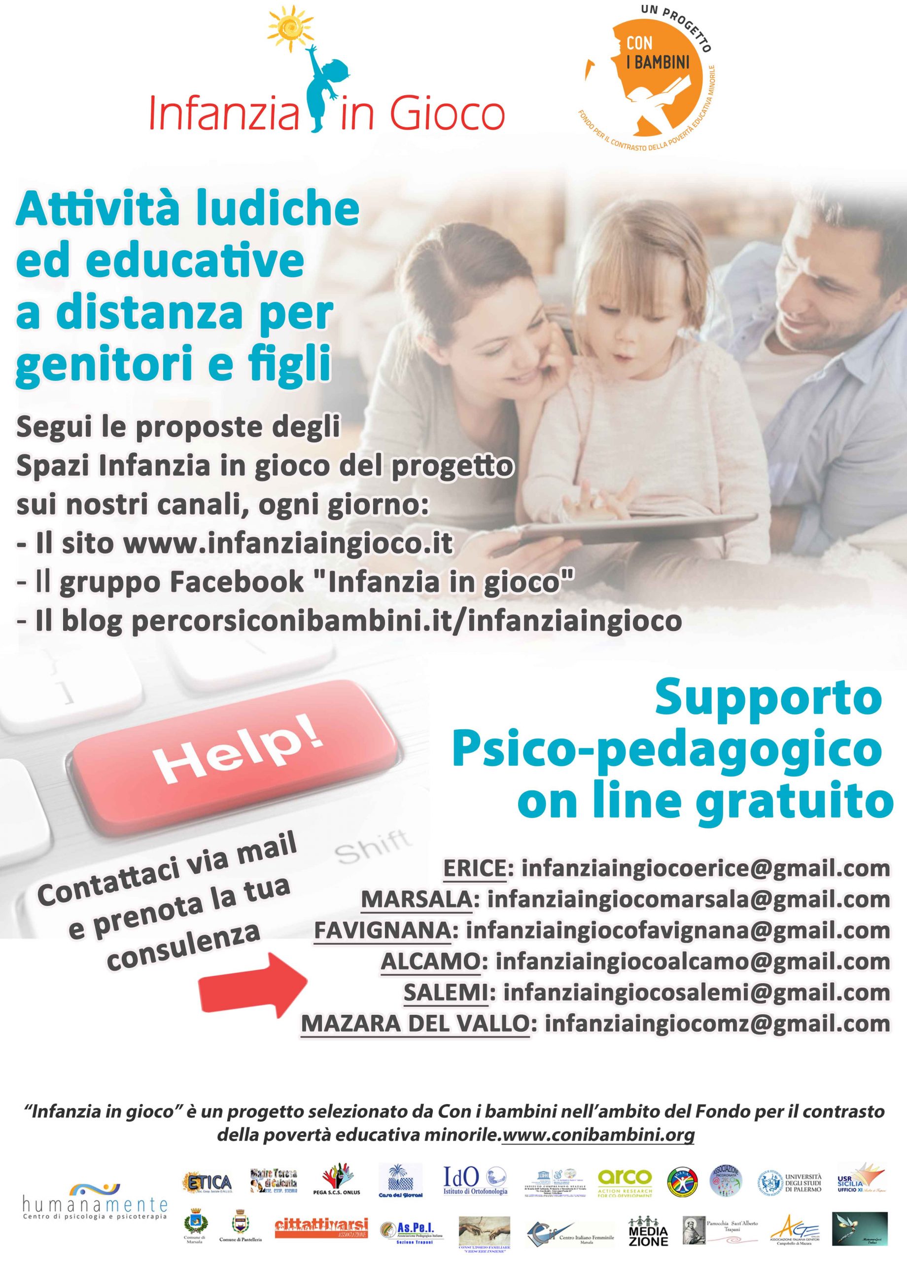 In Provincia va avanti online il Progetto “Infanzia in gioco”