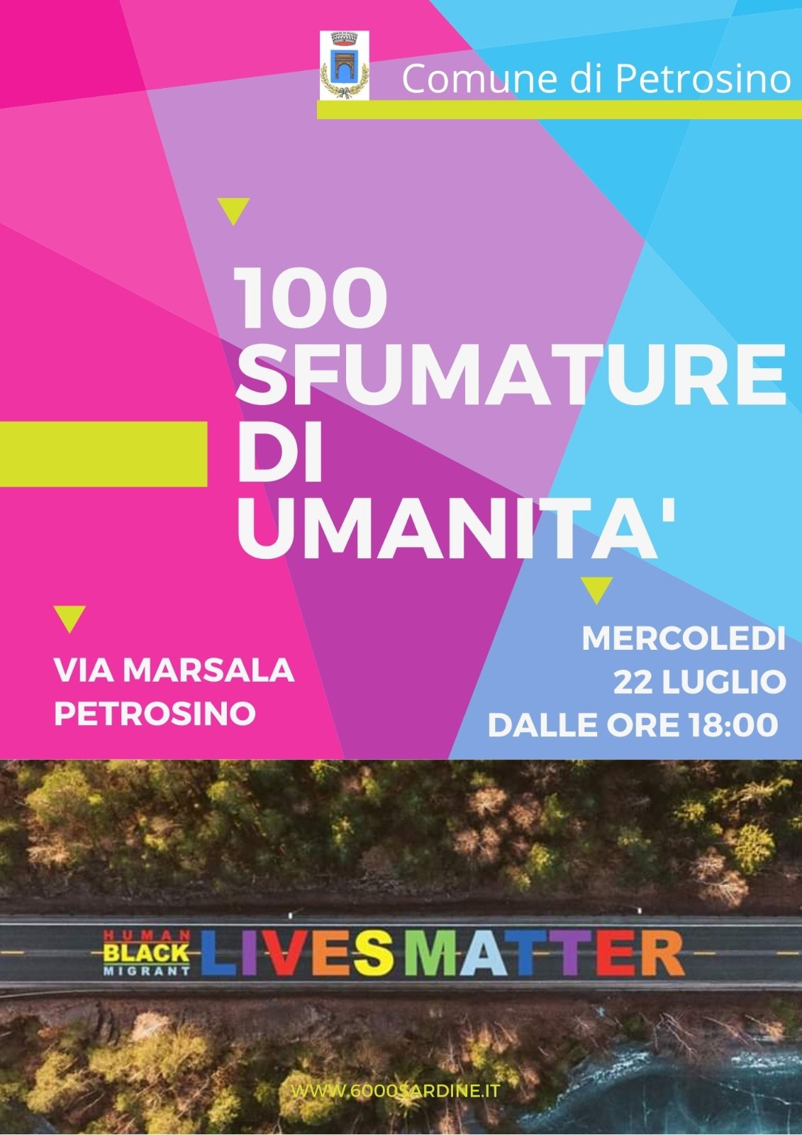 No al Razzismo, a Petrosino si realizza la scritta “Human Black Migrant Lives Matter”