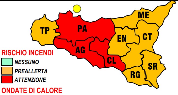 Ondate di calore in Sicilia, allerta medio-alta per possibili incendi