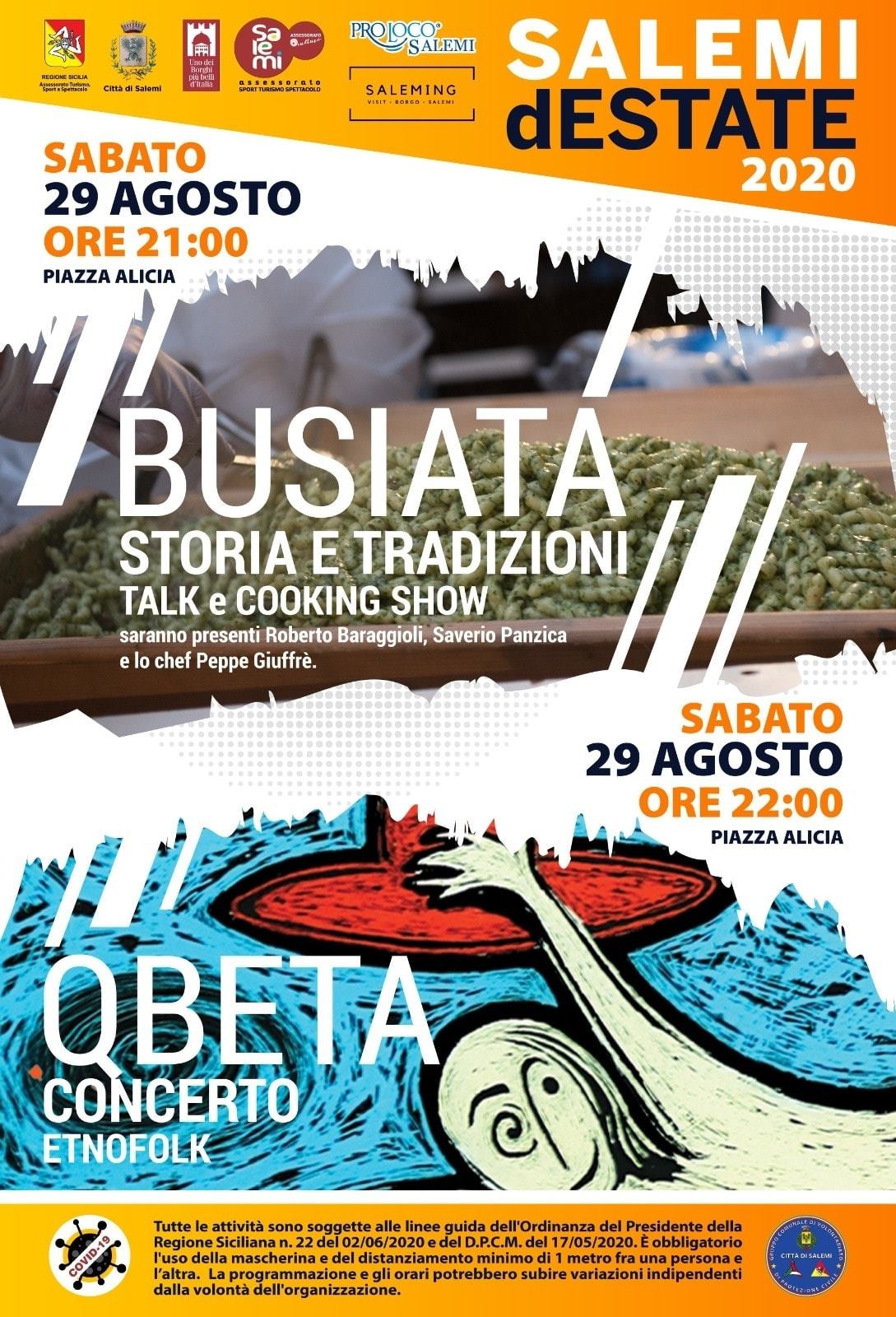 Salemi: il 29 agosto talk e cooking show ‘Busiata – Storia e tradizioni’