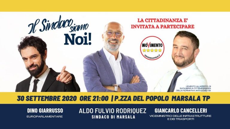 Marsala 2020: in Piazza del Popolo Cancelleri e Giarrusso a sostegno di Aldo Rodriquez (M5S)