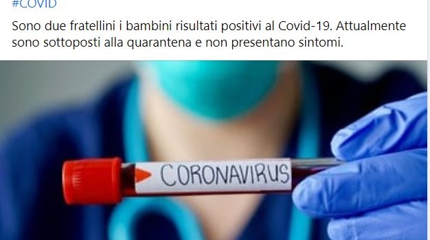 Mazara: due fratellini positivi al Covid, non hanno sintomi