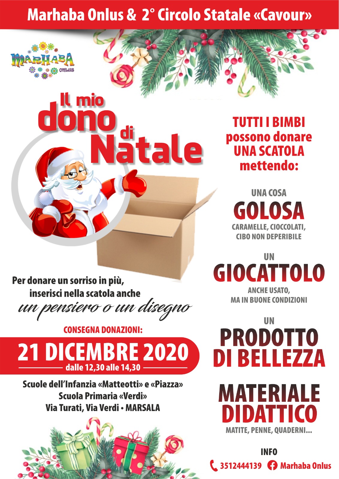 Marhaba Onlus con le scuole per l’iniziativa solidale “Il mio dono di Natale”