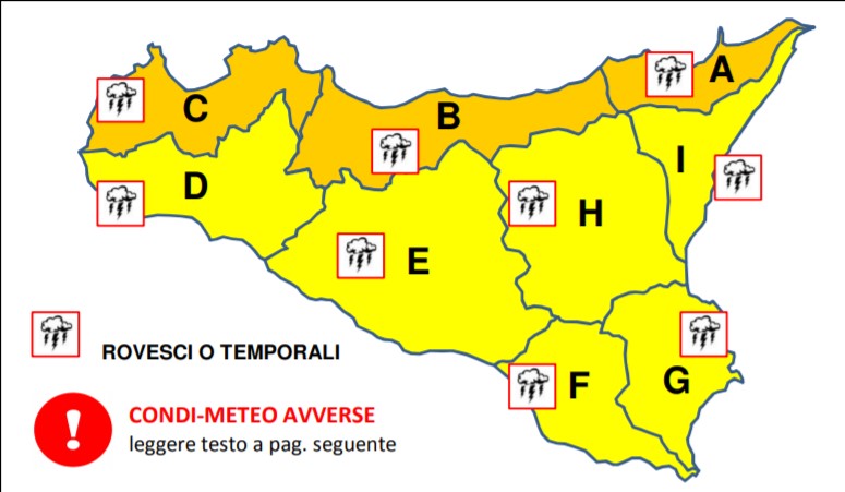 Ancora maltempo in Sicilia: allerta arancione in tutta la fascia settentrionale dell’isola