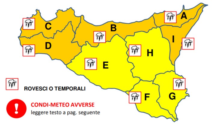 Ancora maltempo in Sicilia: allerta arancione nelle province di Trapani, Palermo e Messina