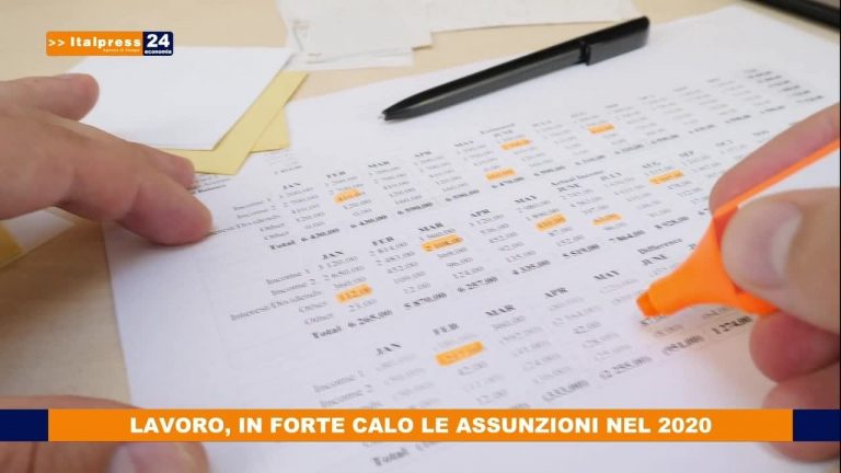 Lavoro, in forte calo le assunzioni nel 2020