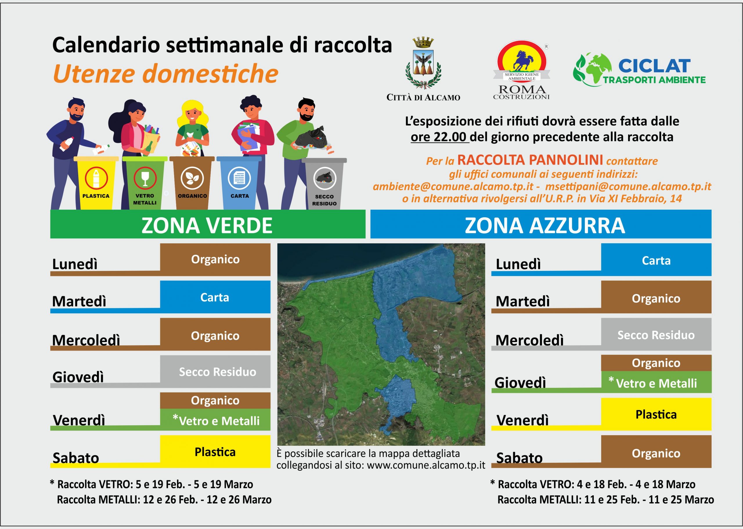 Alcamo: sanificazione nelle scuole. Nuovo calendario di raccolta vetro e metalli