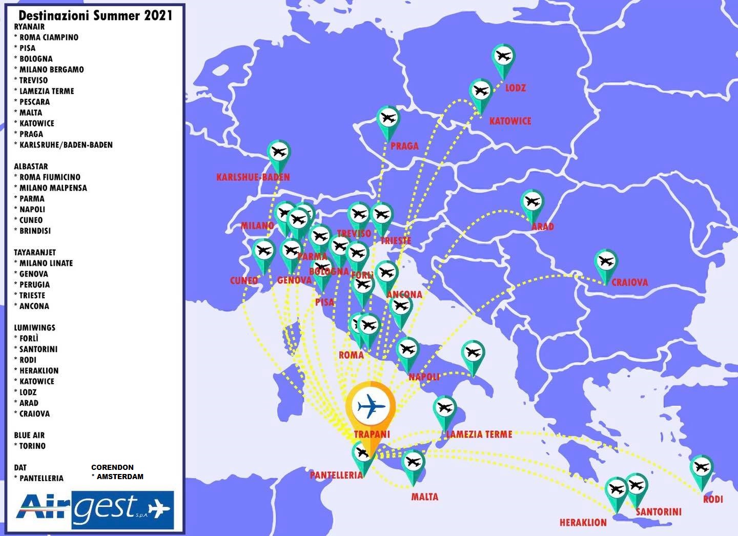 Voli Estate a Birgi, torna anche Amsterdam con Corendon