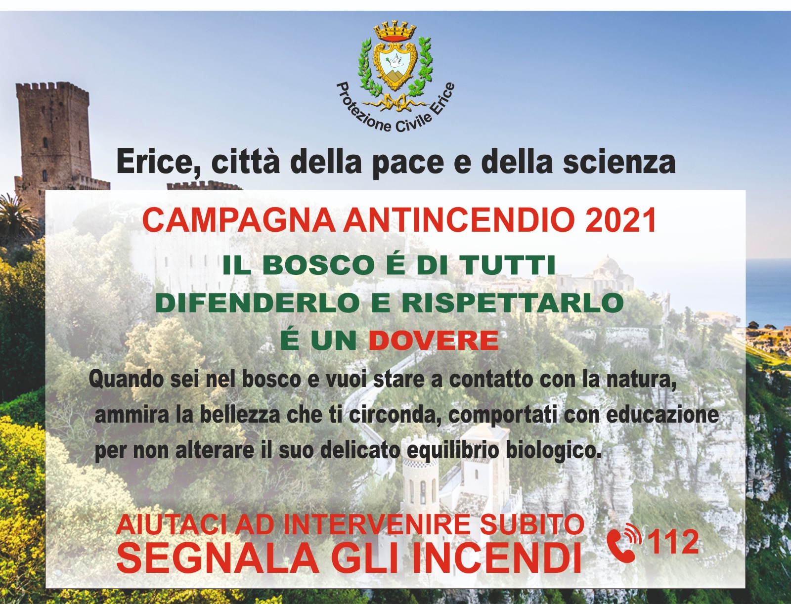 Erice: attivata campagna anticendio per tutelare la montagna e i boschi