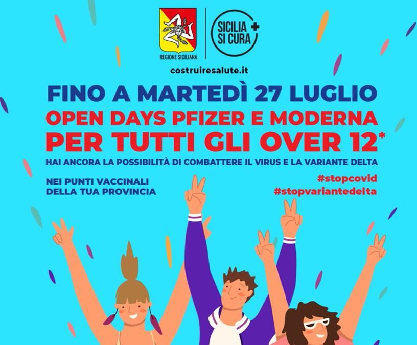 Vaccini in Sicilia, Open Day fino al 27 luglio per gli over 12