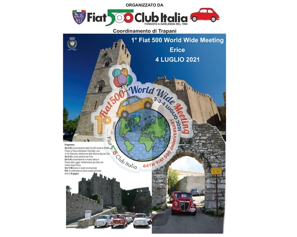 Ad Erice darà tappa il primo Fiat 500 World Wide Meeting