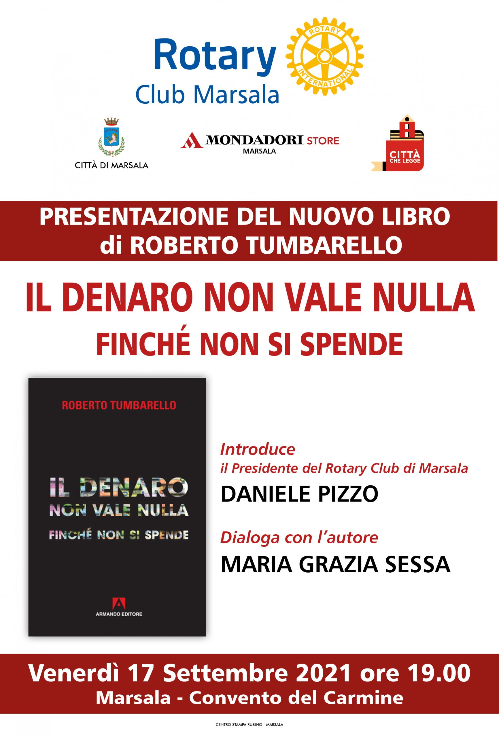 “Il denaro non vale nulla”, a Marsala si presenta il libro di Roberto Tumbarello