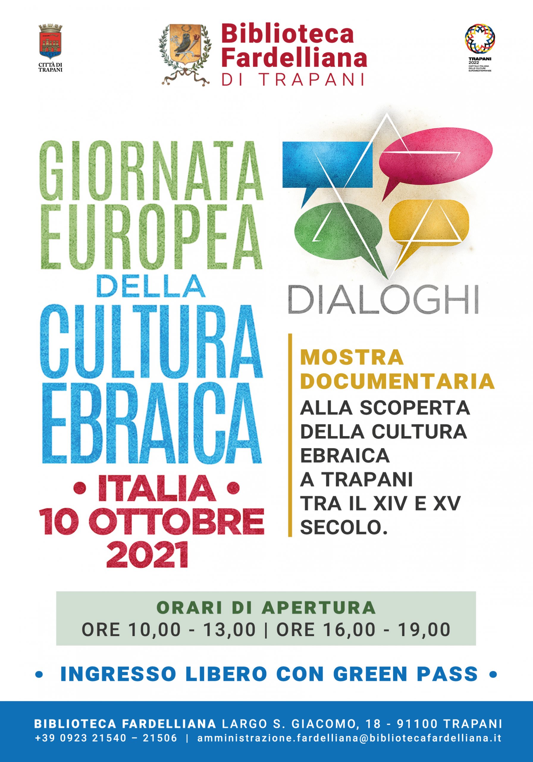 A Trapani la XXII Giornata Europea della Cultura Ebraica – Dialoghi, iniziativa alla Biblioteca Fardelliana