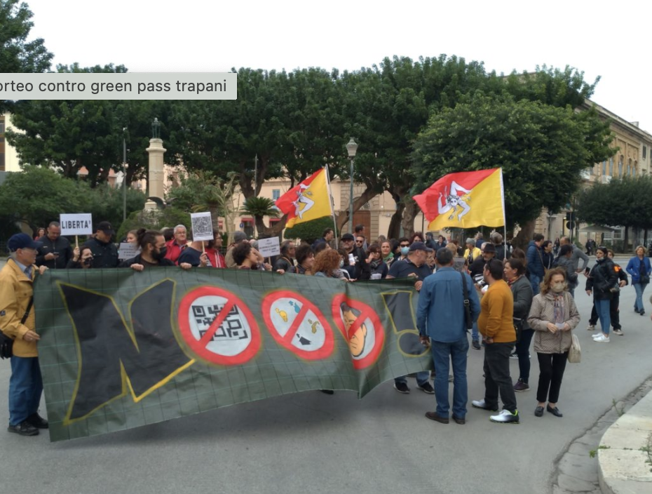 Corteo No Green Pass a Trapani: “Noi pacifici e senza leader, per la difesa del lavoro e della libertà di scelta”