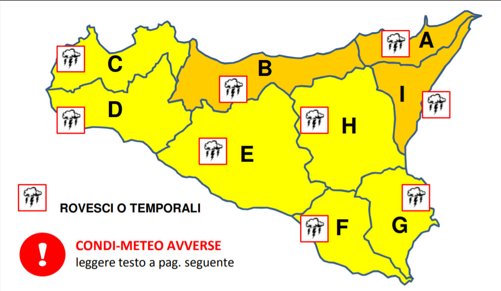 Maltempo in Sicilia: è allerta gialla e arancione