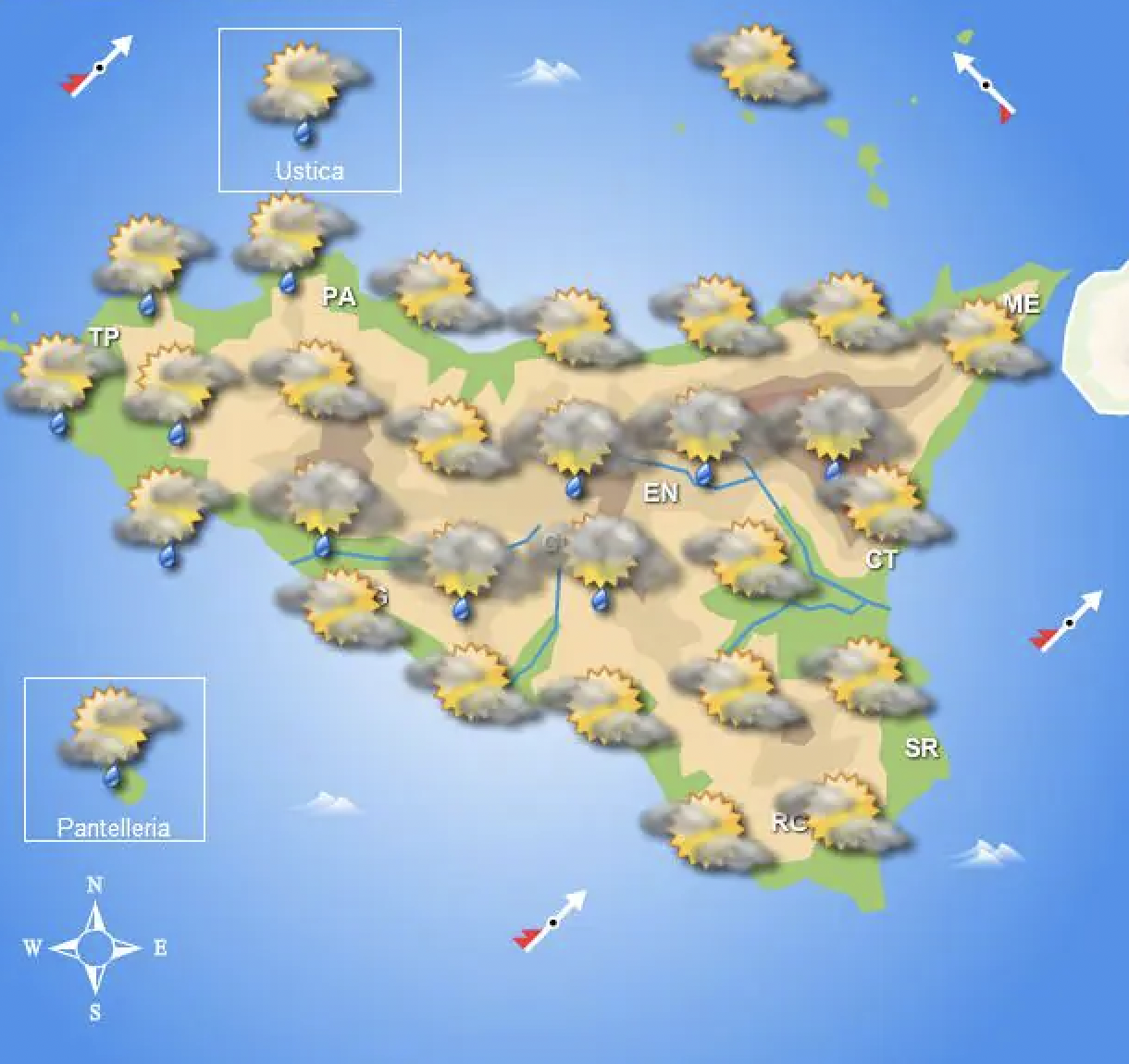 Meteo Sicilia. Lunedì nuvoloso, temperature in aumento