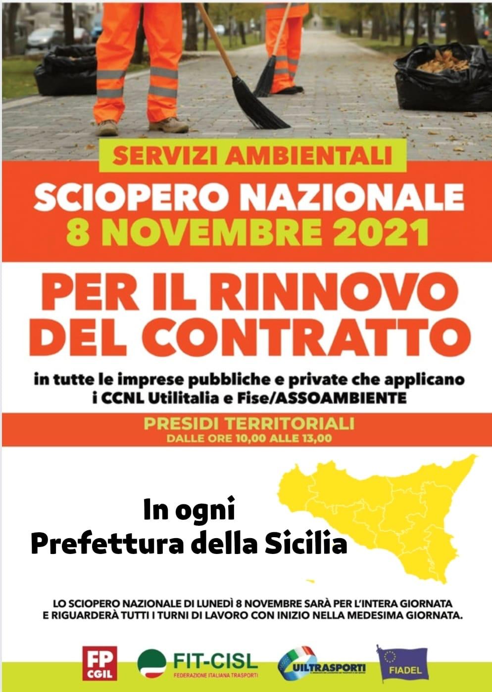 Lavoratori dei servizi ambientali in sciopero, sit in davanti le Prefetture