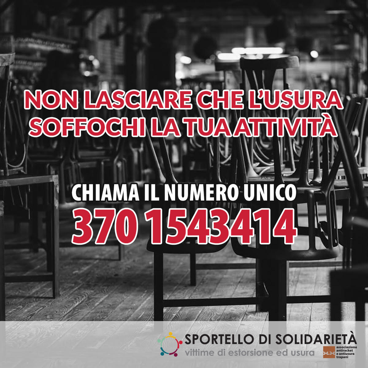 “Se l’usura presenta il conto, ribellati”: campagna di sensibilizzazione dello Sportello Antiracket di Trapani