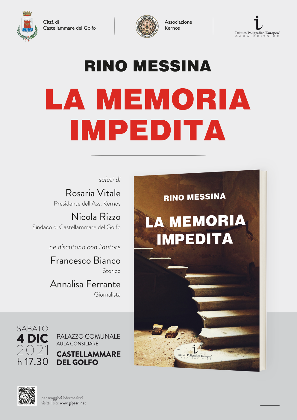 “La memoria impedita”: nell’aula consiliare di Castellammare si presenta l’ultimo libro di Rino Messina