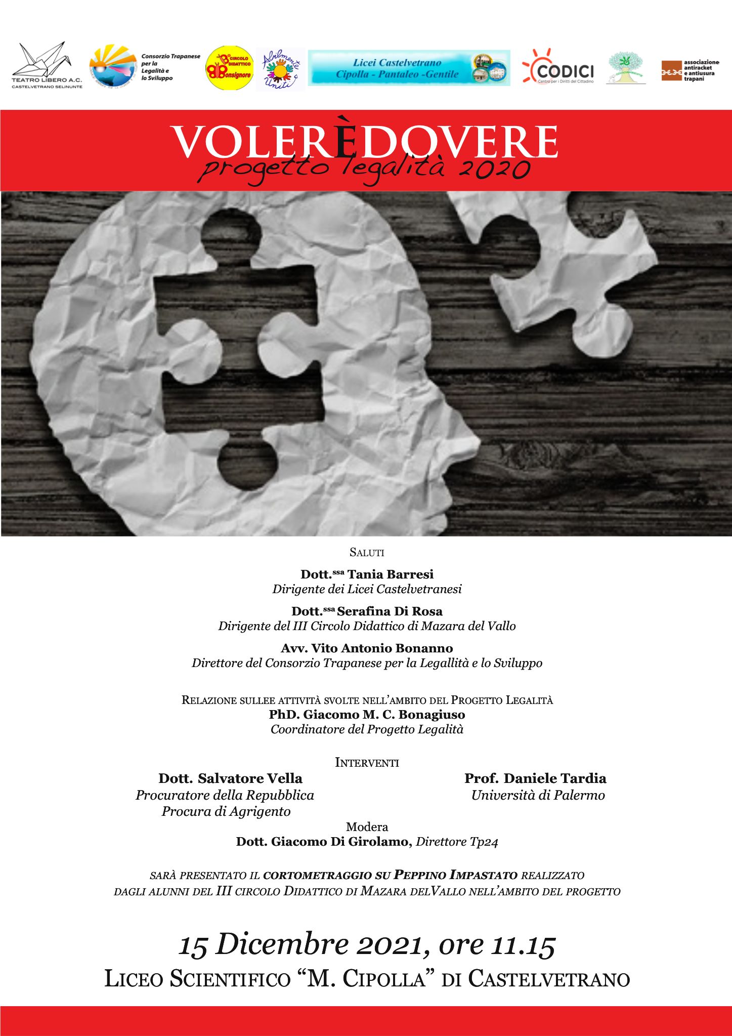 Volere è Dovere: convegno finale a Castelvetrano il 15 dicembre