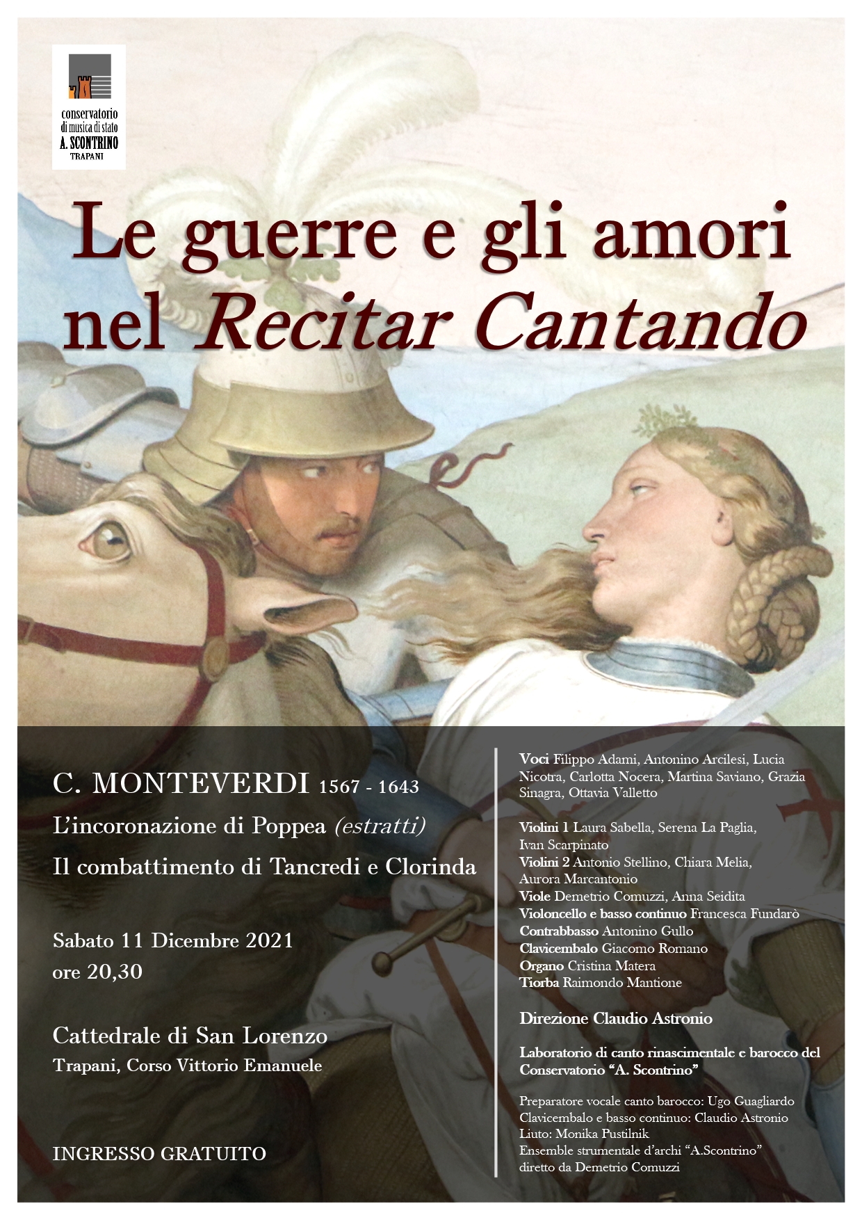 Il Conservatorio “Scontrino” interpreta Monteverdi alla Cattedrale di Trapani l’11 dicembre