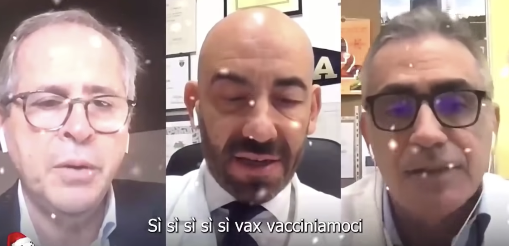 “Sì, sì vax”, Crisanti-Bassetti-Pregliasco cantano sulle note di Jingle Bells. VIDEO