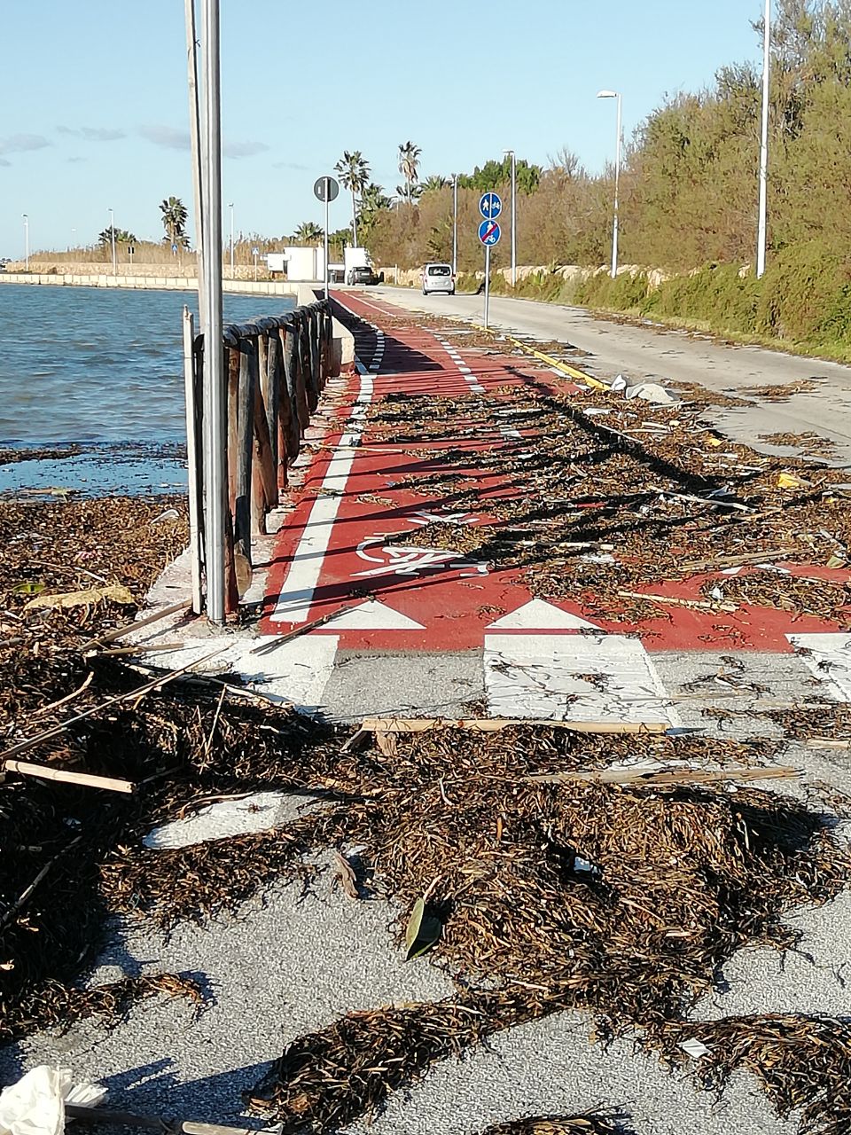 Stagnone: la pista ciclopedonale rovinata dalle mareggiate. Chi pulirà?