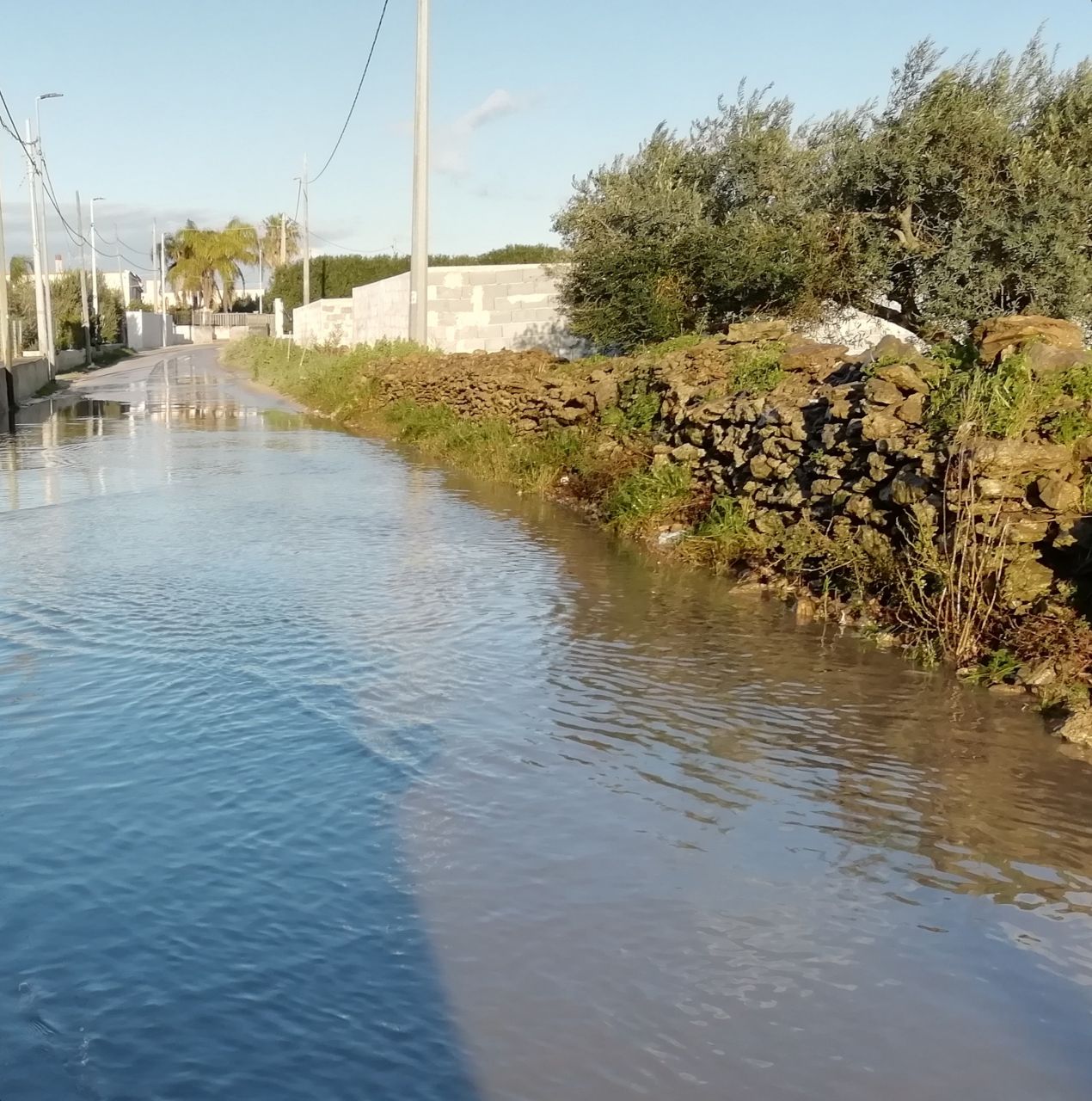 Marsala. L’acqua piovana non defluisce in via Pupo, la strada è un lago