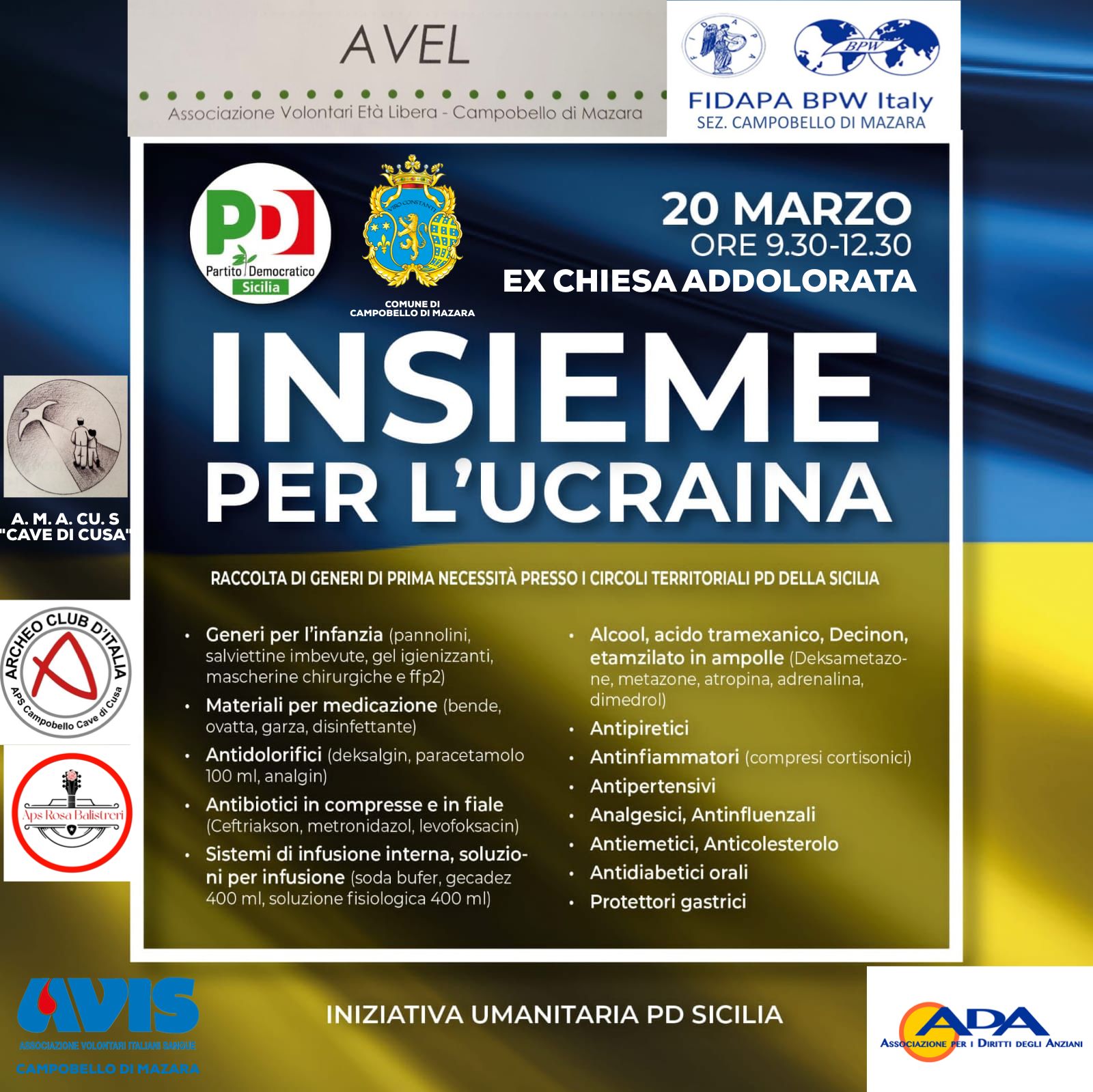A Campobello raccolta beni in favore del popolo ucraino