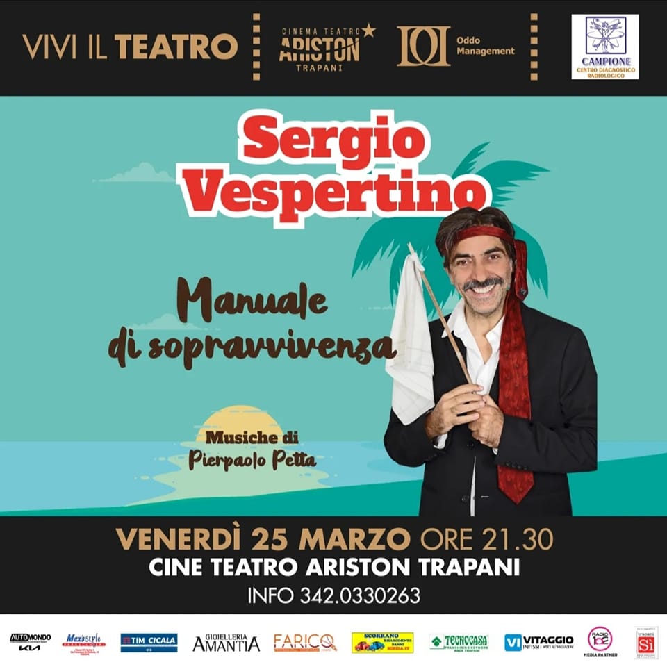 A Trapani in scena Sergio Vespertino con “Manuale di Sopravvivenza”