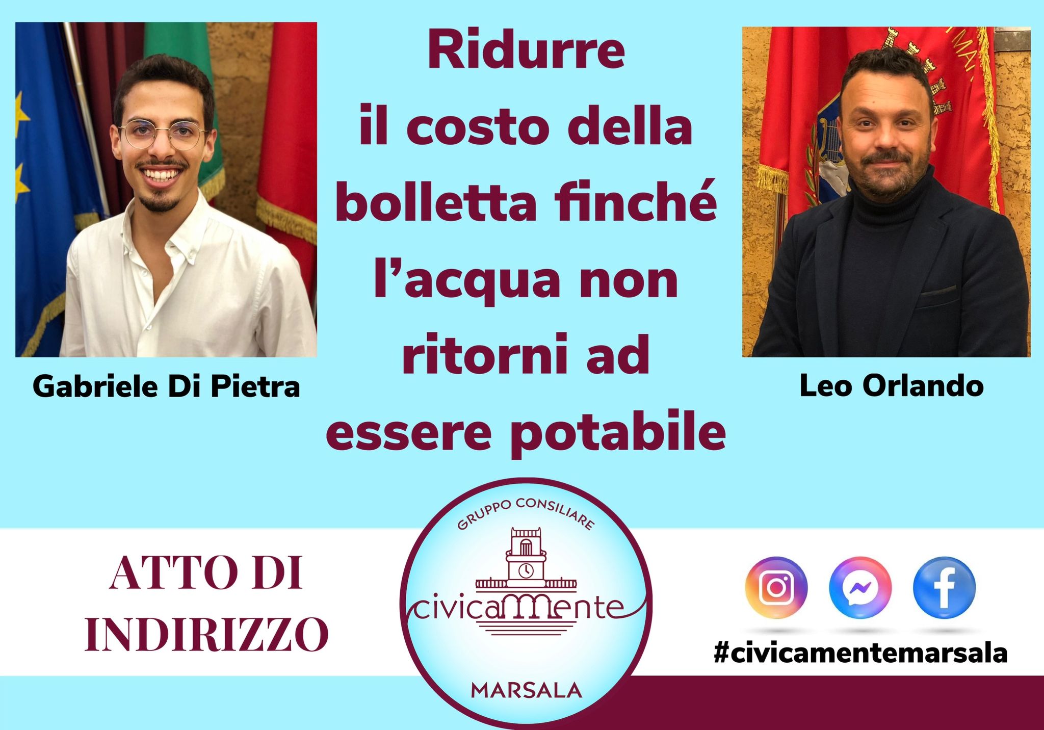 Acqua inquinata, Orlando-Di Pietra: “Per i cittadini riduzione del canone”