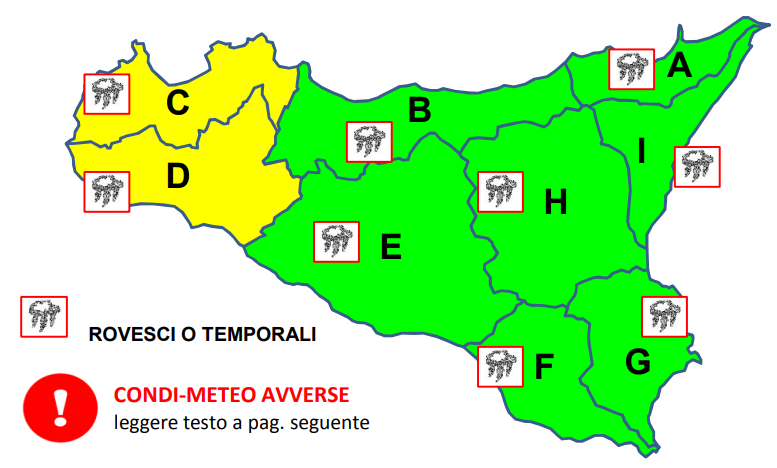 Piogge, vento e mareggiate, in Sicilia Occidentale è allerta gialla