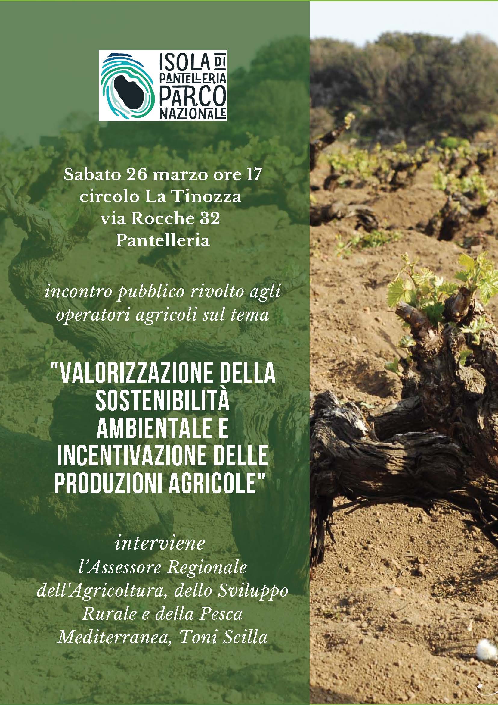 Sostenibilità produzioni agricole: a Pantelleria confronto al Parco Nazionale
