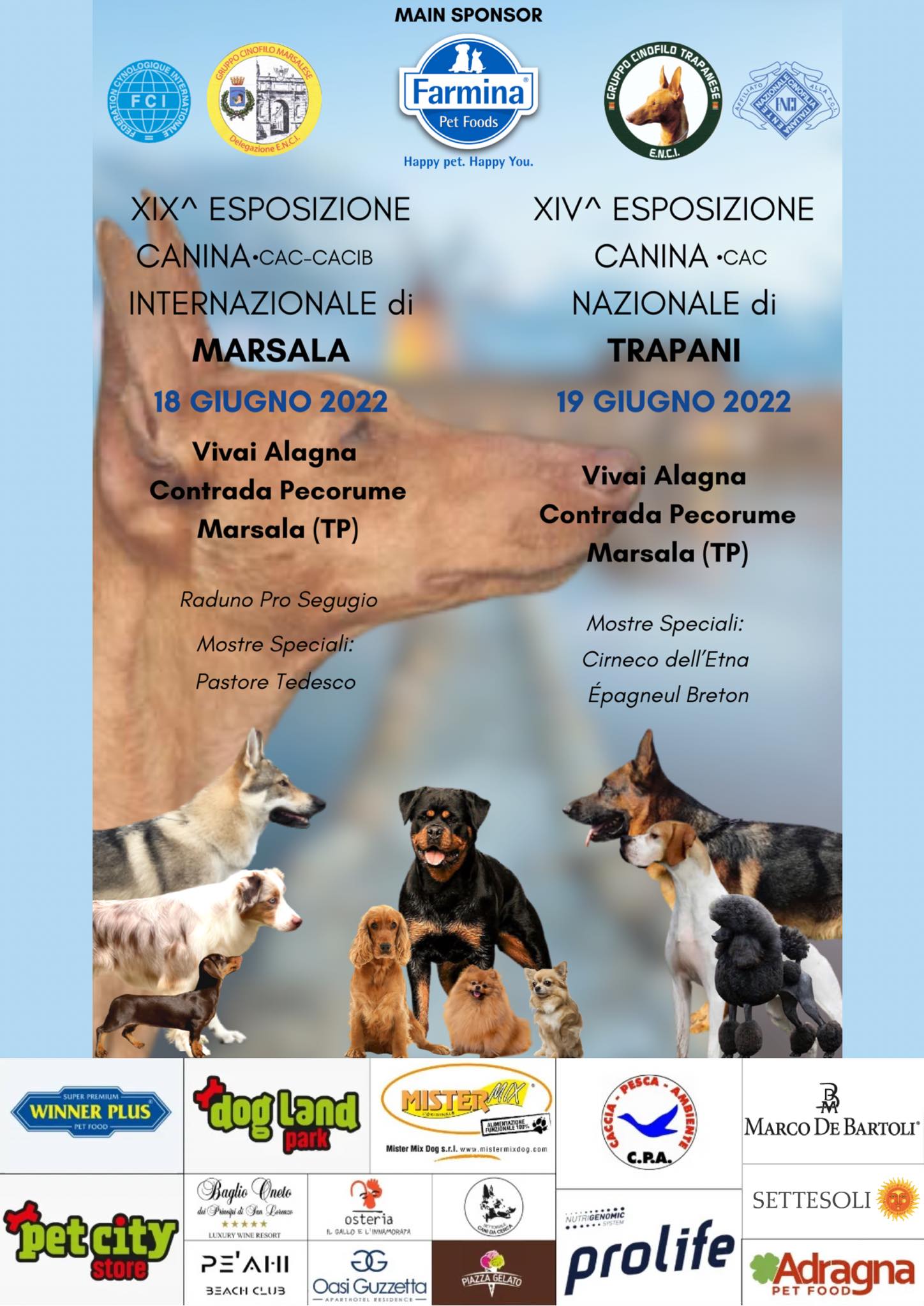 Esposizione Internazionale Canina a Marsala il 18 e 19 giugno