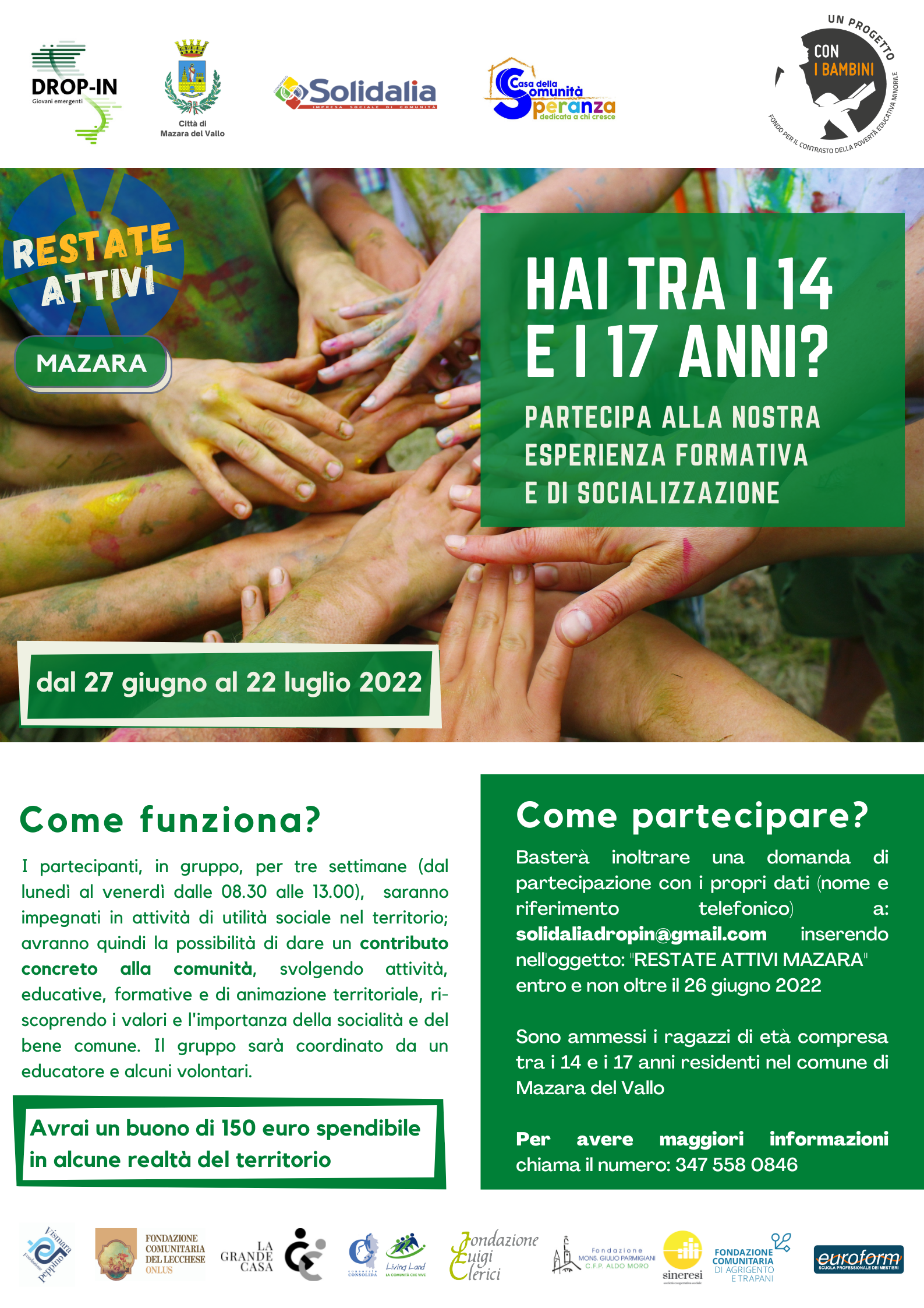 Riparte REstate Attivi Mazara, esperienze pre lavorative e di impegno sociale