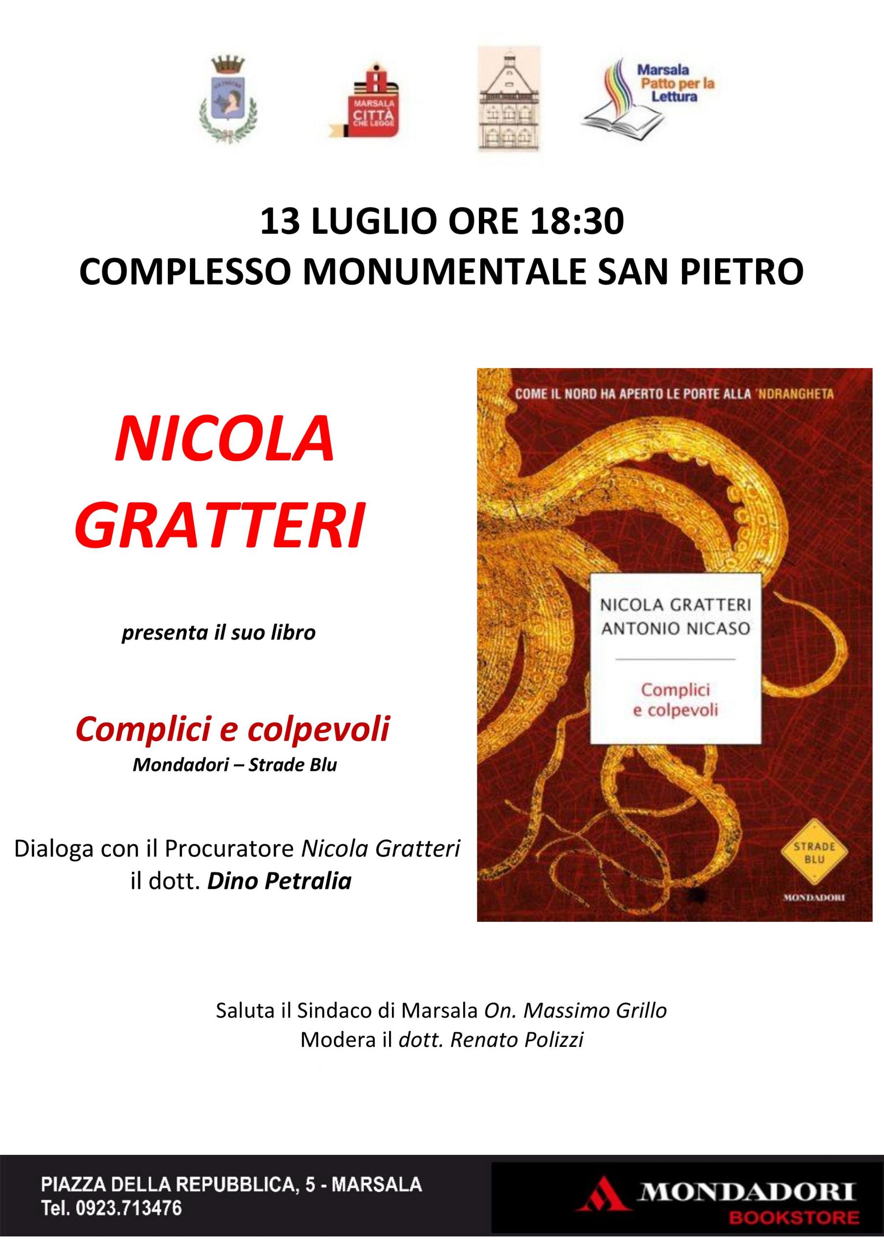 Marsala: Nicola Gratteri presenta a San Pietro “Complici e colpevoli”