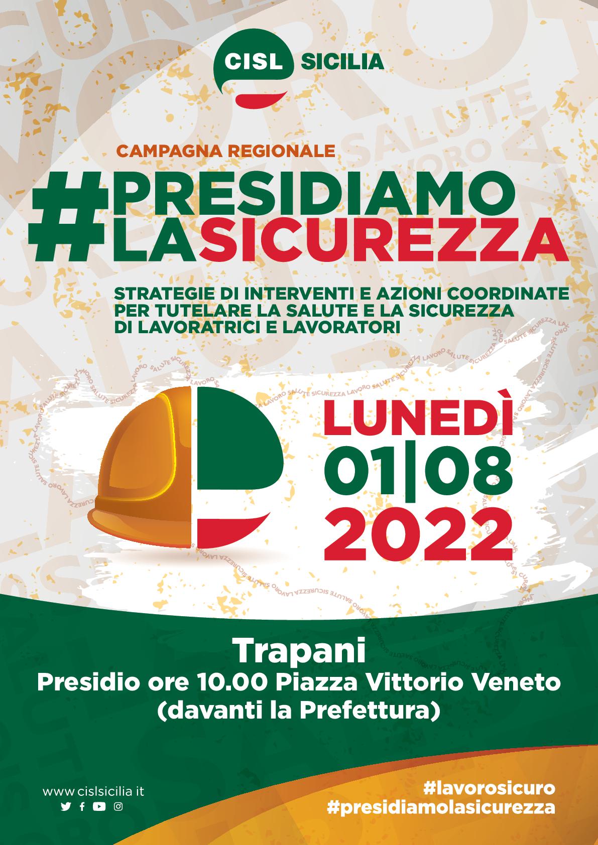 Sicurezza del lavoro, sit-in Cisl davanti la Prefettura di Ttrapani