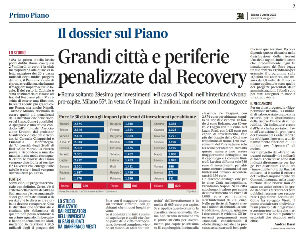 PNRR, Trapani prima città italiana a intercettare investimenti per numero di abitanti