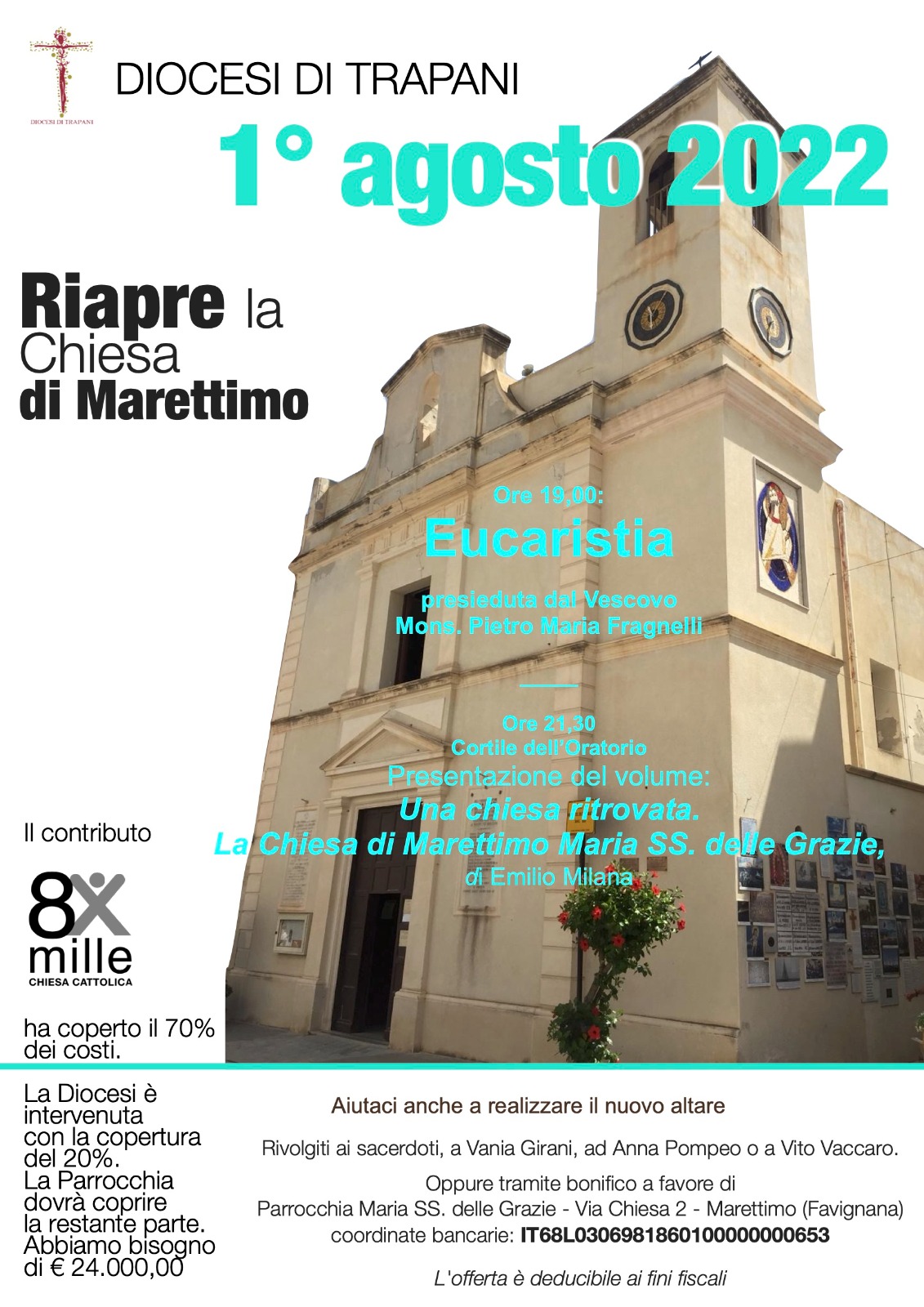 Riapre la Chiesa di Marettimo, il 1° agosto celebrazione con il Vescovo