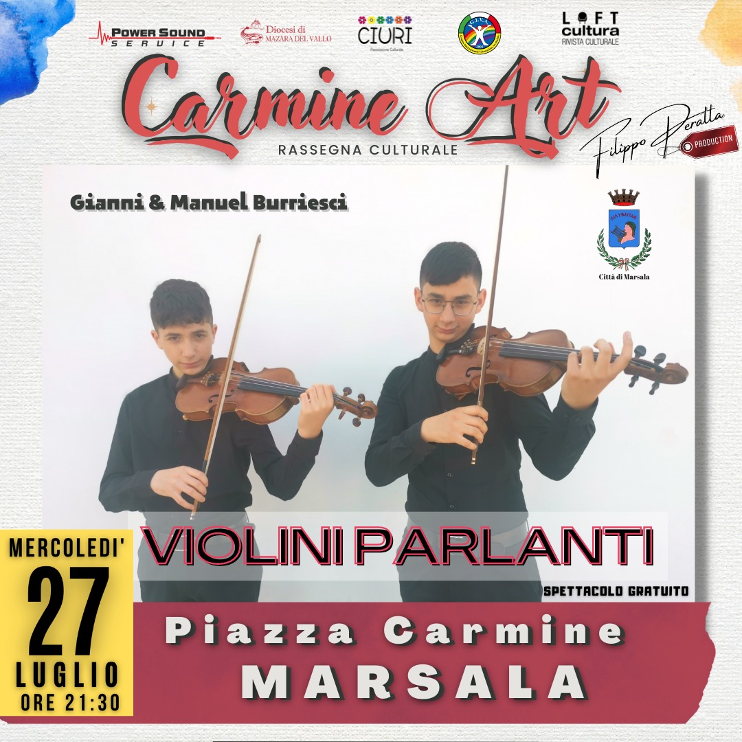 Violini Parlanti, per Carmine Art a Marsala il concerto dei fratelli Burriesci
