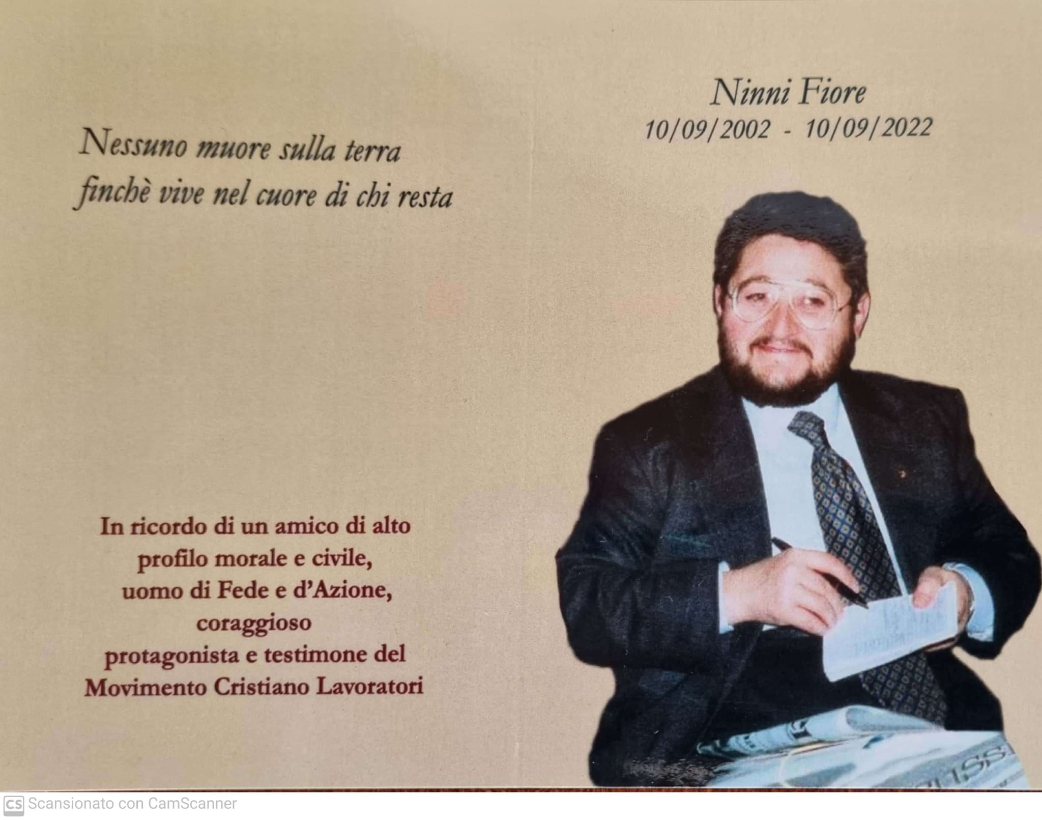 Il Movimento Cristiano Lavoratori ricorda Ninni Fiore: “Laico credente impareggiabile”