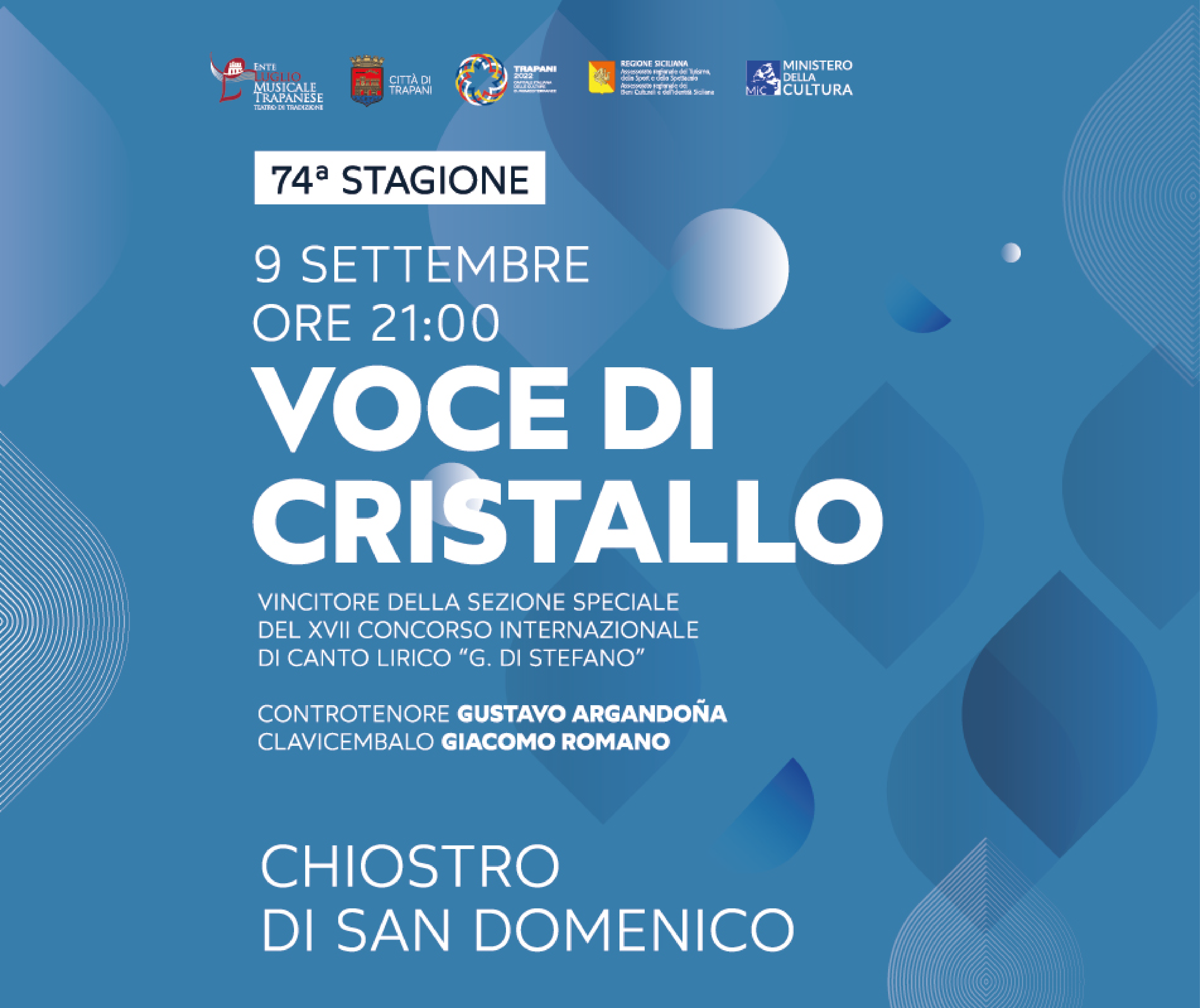 Trapani: al Chiostro San Domenico il concerto “Voce di Cristallo”