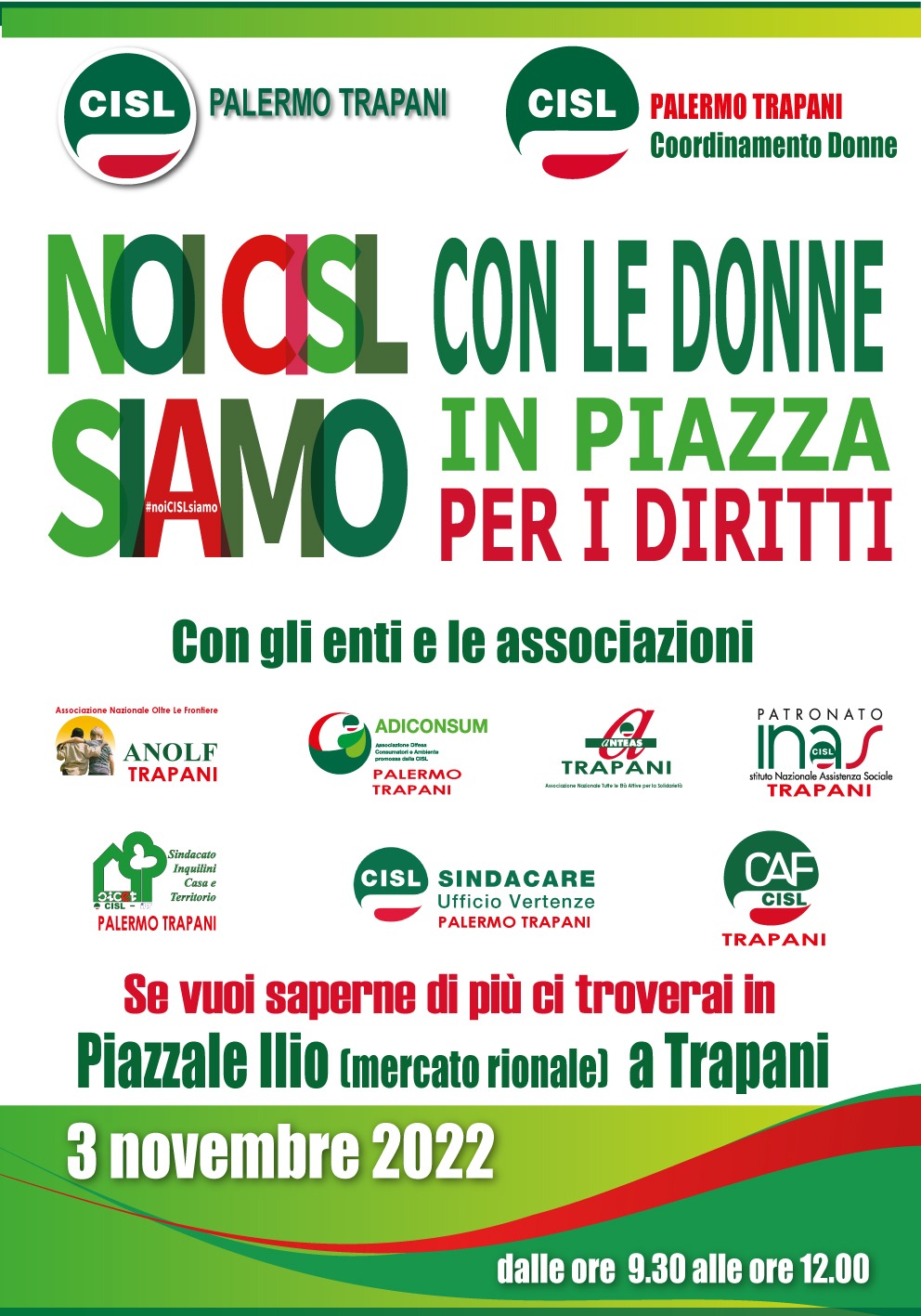 Trapani, la Cisl in piazza a sostegno delle donne