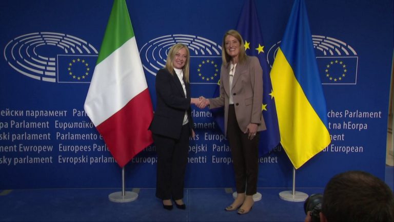 Meloni incontra Metsola al Parlamento Europeo