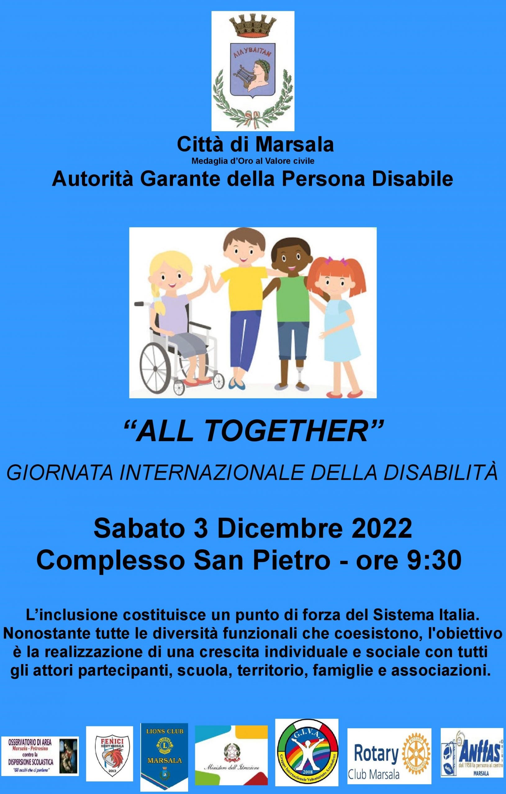 Marsala celebra a San Pietro la Giornata Internazionale della Disabilità