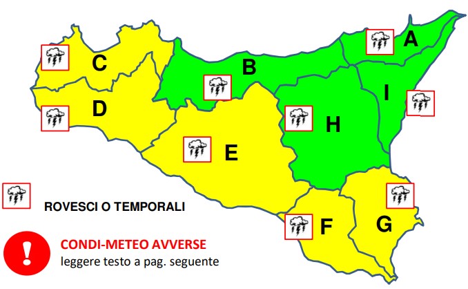 Maltempo in Sicilia, le piogge si spostano ad ovest. Allerta gialla nel trapanese