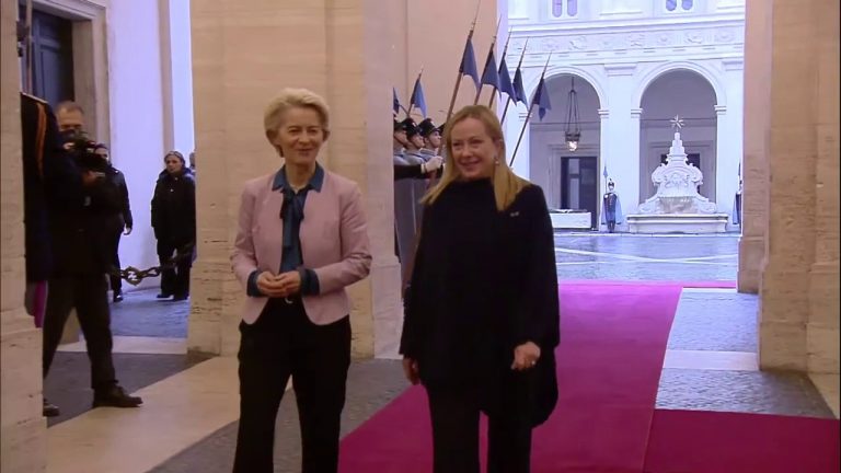 Meloni incontra Von der Leyen a Palazzo Chigi